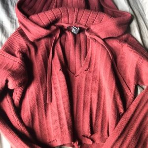 Hoodie, crop top, distressed